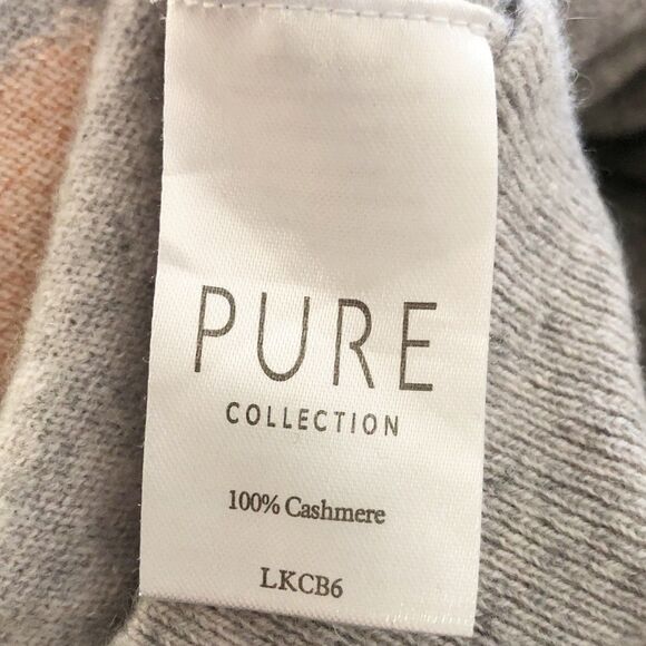 Pure Collection 100% Cashmere Sweater Gray Heather Stars 8/10 Medium Long Sleeve - Picture 10 of 12